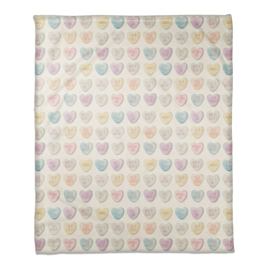 Be Mind Candy Heart Coral Fleece Throw Blanket